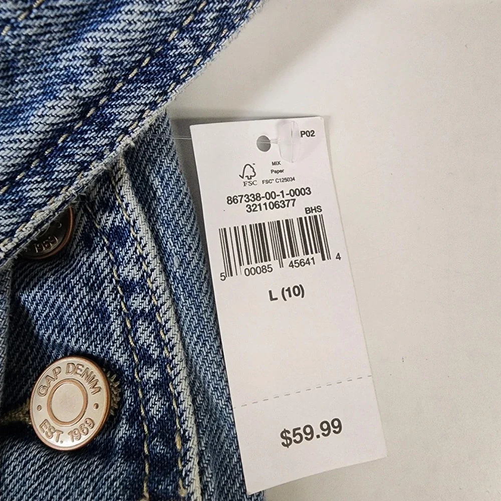 GAP Denim Overalls Pants Kids L (10) Light Wash Front Bib Pocket